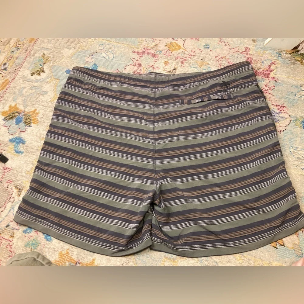 Tommy Bahama Green And Brown Striped Swim Trunks Size Medium